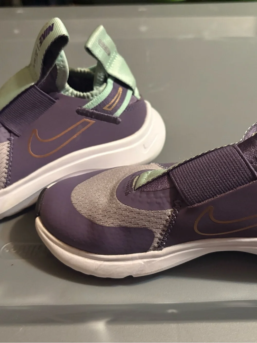 Nike Kids Slip-On Sneakers in Purple and Mint Green
